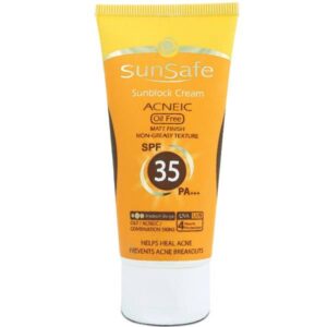 کرم ضد آفتاب SPF35 و ضد آکنه فاقد چربی رنگ بژ متوسط سان سیف
